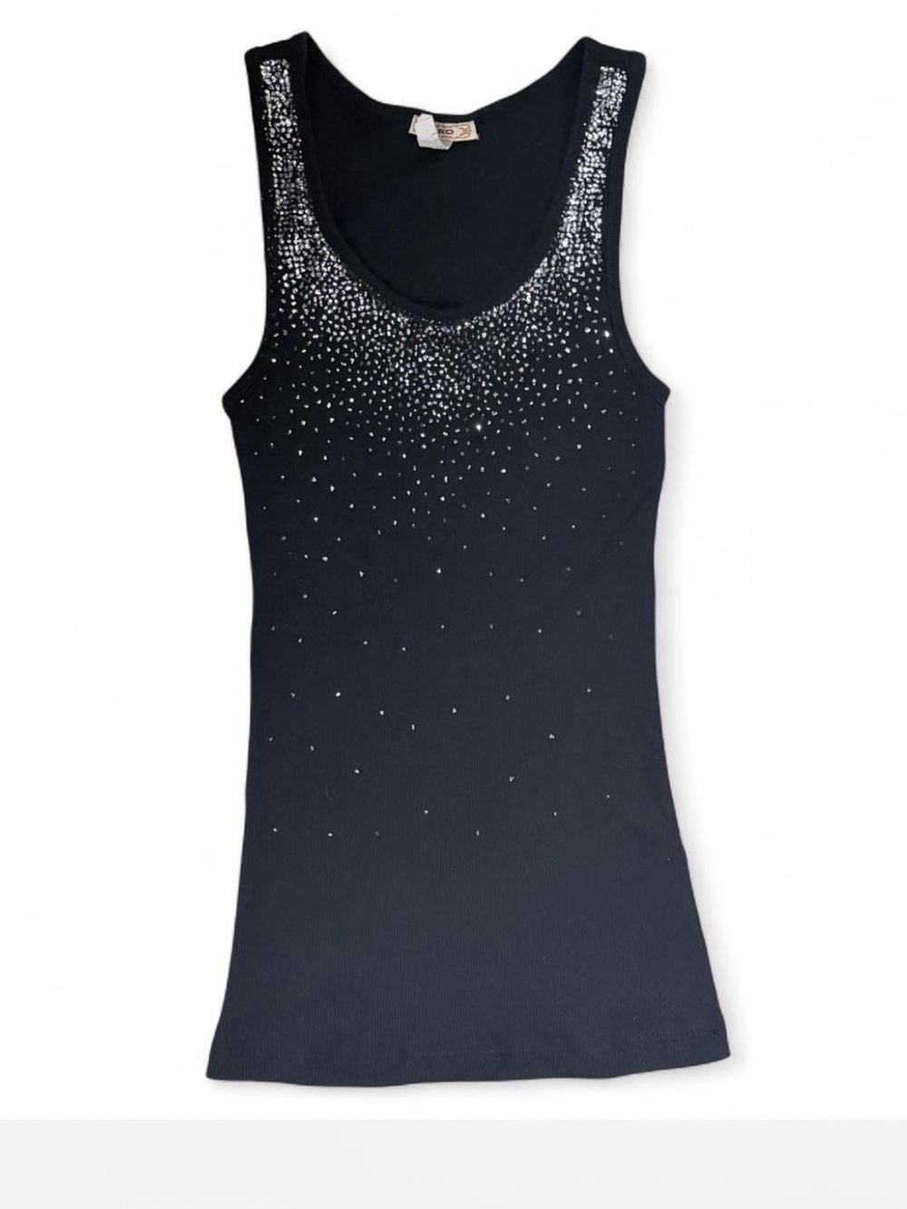 Y2K Z.RO Black Rhinestone Tank Top Size Large Sparkle Studded
